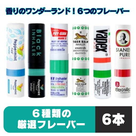 ヤードム アロマスティック 6種類 セット 【 送料無料 】 強メンソール 気分リフレッシュ ペパーミント タイ ヤードム 花粉対策 マスク 眠気覚まし アロマ タイ土産 タイ雑貨 花粉 鼻づまり 夏バテ インヘラー 運転 リラックス 気分転換 アウトドア タイガーバーム