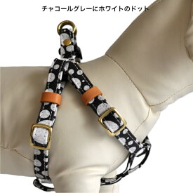 ハーネス フレブル 専用設計 倉敷製帆布 水玉 約8kg～17kg 着用実績 幅広2.5cm 日本製 SPOT 水玉 ドット オリジナル生地 日本製 丈夫 おしゃれ 犬用