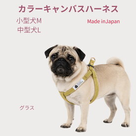 犬 ハーネス 胴輪 小型犬 中型犬 グラス 黄緑 丈夫 M L 肌に優しい コットン100％ 倉敷製帆布 頭から入れない 簡単装着 抜けにくい 洗える 柴犬 コーギー シュナウザー ダックス おしゃれ 日本製