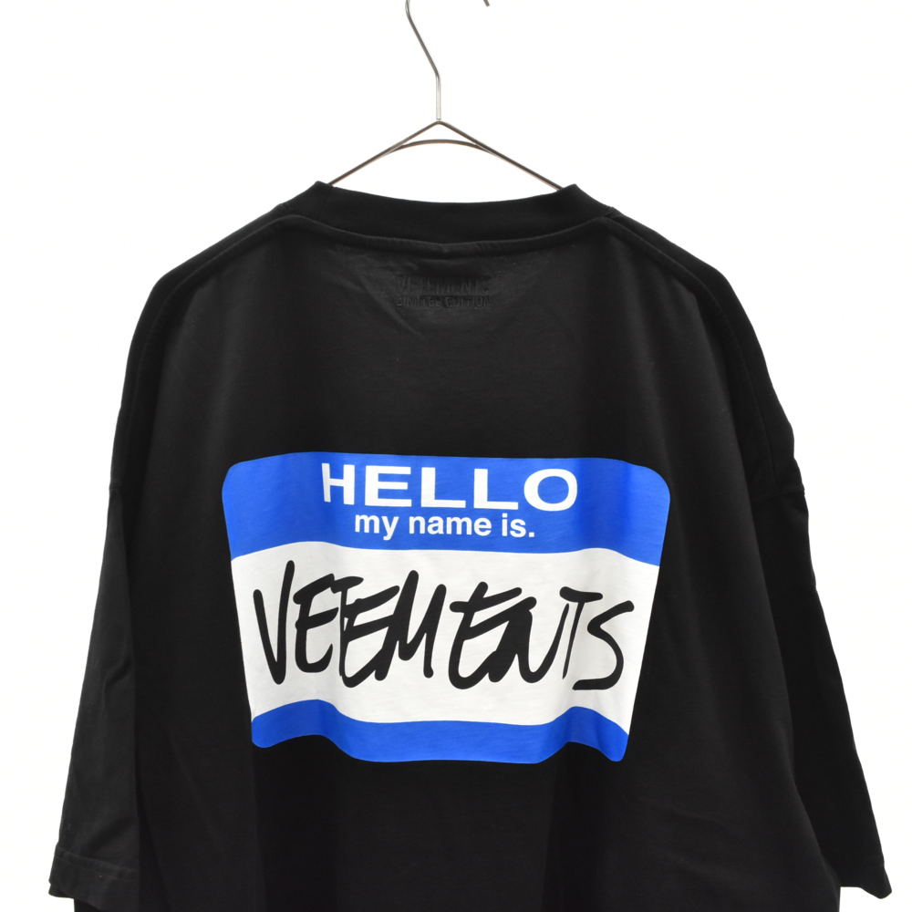 VETEMENTS(ヴェトモン)21AW Hello My name is VETEMENTS T-shirt ロゴプリント半袖Tシャツ ブラック  UA52TR330B【中古】【程度A】【カラーブラック】【取扱店舗渋谷】 | ブランド買取・販売　BRING