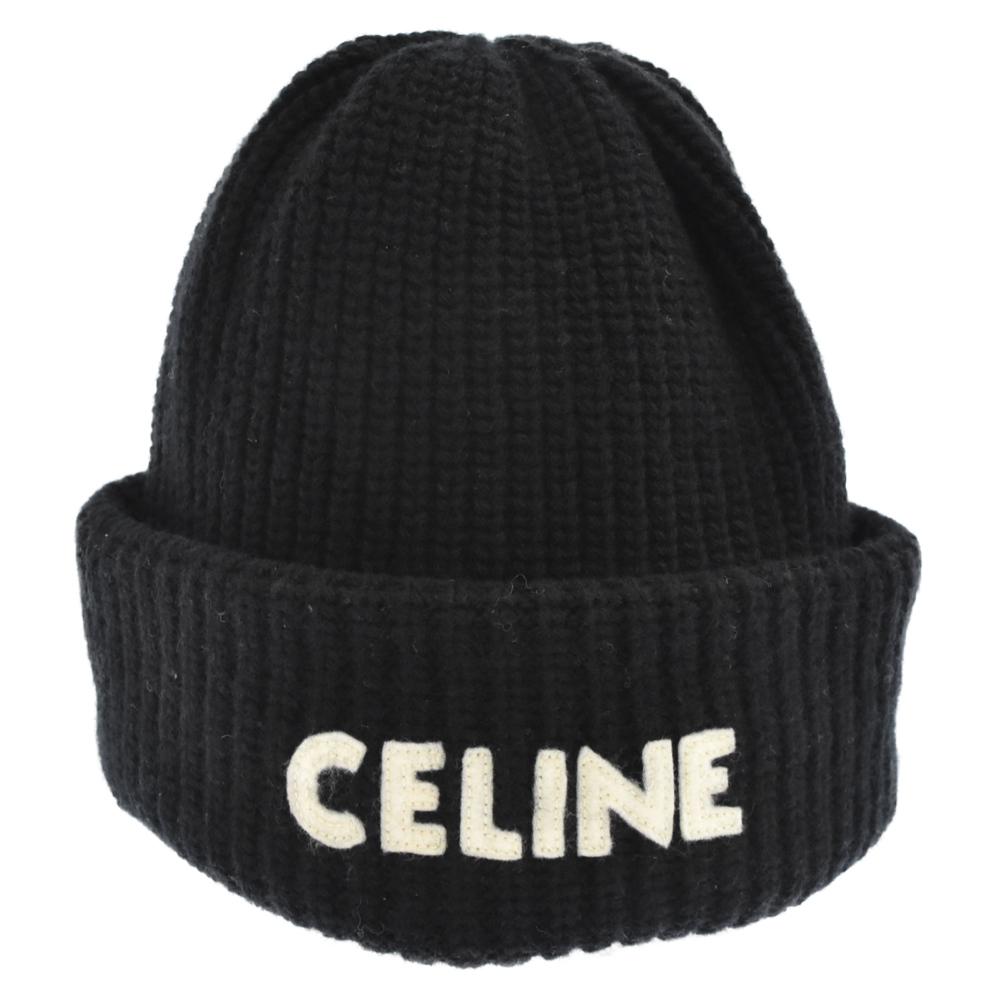 CELINE(セリーヌ) サイズ:TU 22AW フェルトロゴニットビーニー帽子 ブラック  2AC93423P【中古】【程度B】【カラーブラック】【取扱店舗渋谷】 | ブランド買取・販売　BRING
