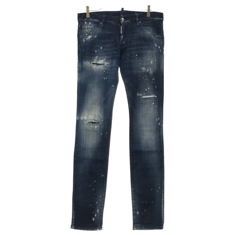 DSQUARED2(ディースクエアード) サイズ:48 17AW Long clement jeans ロングクレメントジーンズ デニムパンツ ダメージ加工 ブルー