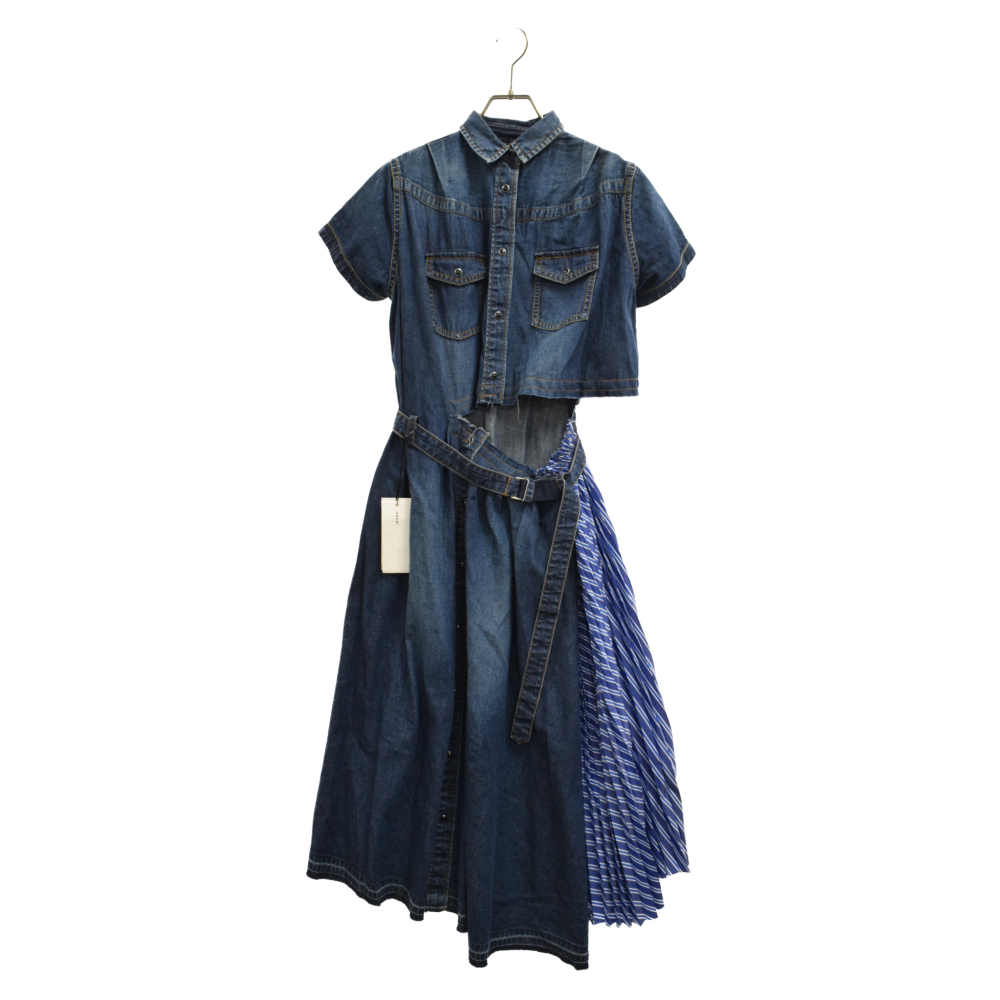 楽天市場】Sacai(サカイ) サイズ:1 20SS Denim Shirt Dress プリーツ