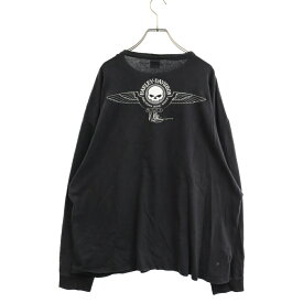 VINTAGE(ヴィンテージ) サイズ:XXL 00s HARLEY DAVIDSON ハーレーダビッドソン ヘンリーネック長袖Tシャツ ブラック【中古】【程度C】【カラーブラック】【オンライン限定商品】