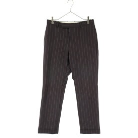 WACKO MARIA(ワコマリア) サイズ:M 22AW×DORMEUIL STRIPED PLEATED TROUSERS TYPE-2ドーメル 1タック ストライプ パンツ タイプ2 ブラウン【中古】【程度B】【カラーブラウン】【取扱店舗名古屋】