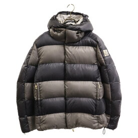 MONCLER GAMME BLEU(モンクレール・ガム・ブルー) サイズ:2 GIUBBOTTO ボーダー ダウンジャケット グレー/ネイビー 023914130670【中古】【程度B】【カラーグレー】【取扱店舗BRING梅田茶屋町店】