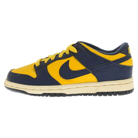 NIKE(ナイキ) サイズ:20.0cm DUNK LOW MICHIGAN PS 2002 ダンクロー ミシガン キッズ ローカットスニーカー イエロー/ネイビー US1Y/20cm 304847-741【中古】【程度A】【カラーイエロー】【取扱店舗BRING THRIFT CLOSET】