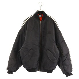 BALENCIAGA(バレンシアガ) サイズ:44 23SS×adidas SIDE LINE BOMBER JACKET×アディダス サイドラインボンバージャケット MA-1 ブラック 725335【新古品/中古】【程度S】【カラーブラック】【取扱店舗BRING渋谷ANNEX店】