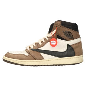 NIKE(ナイキ) サイズ:US10/28.0cm ×TRAVIS SCOTT AIR JORDAN 1 RETRO HIGH OG TS SP CD4487-100 トラヴィススコット エアジョーダン1 レトロ ハイカットスニーカー US10/28.0cm ブラウン【中古】【程度C】【カラーブラウン】【取扱店舗原宿】