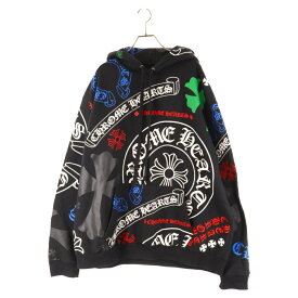 CHROME HEARTS(クロムハーツ) サイズ:XL STENCIL HOODIE ステンシル フーディー 総柄 プリント プルオーバーパーカー ブラック【中古】【程度B】【カラーブラック】【取扱店舗BRING福岡天神店】