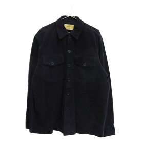 seven by seven(セブン バイ セブン) サイズ:M LEATHER FATIGUE SHIRT MILLED COW NUBUCK 牛革 ボタンダウン フロントポケット レザー 長袖ファティーグシャツ ネイビー 8003250005【新古品/中古】【程度S】【カラーネイビー】【取扱店舗BRING梅田茶屋町店】