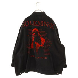 RAF SIMONS(ラフシモンズ) サイズ:XS 22SS OVERSIZED SOLEMN-X DENIM JACKET オーバーサイズバックプリント レザーパッチデニムジャケット 221-723 ブラック【中古】【程度B】【カラーブラック】【取扱店舗BRING梅田茶屋町店】