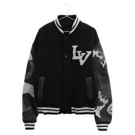 LOUIS VUITTON(ルイヴィトン) サイズ:54 20AW Chain Camo Varsity Jacket LVチェーンカモレザー バーシティジャケット スタジャン ウール HJL34EJNU 54【中古】【程度A】【カラーマルチカラー】【取扱店舗渋谷】