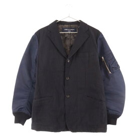 COMME des GARCONS HOMME(コムデギャルソンオム) サイズ:XS MA-1切替 ストライプ ジャケット ネイビー HD-J024【中古】【程度B】【カラーネイビー】【オンライン限定商品】