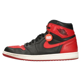 NIKE(ナイキ) サイズ:31.5cm 16年製 AIR JORDAN 1 RETRO HIGH OG BANNED BRED 555088-001エアジョーダン1 ブレッド ハイカットスニーカー レッド/ブラック US13.5/31.5cm【中古】【程度B】【カラーブラック】【取扱店舗BRING KICKS】