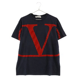 VALENTINO(ヴァレンチノ) サイズ:M ビッグロゴプリント半袖Tシャツ ネイビー【中古】【程度B】【カラーネイビー】【オンライン限定商品】