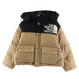 GUCCI(グッチ) サイズ:S 21AW×The North Face Womens GG Padded Jacket Padded Jacket ノースフェイス パッディドジャケット ダウンブルゾン 総柄ロゴ GG柄 670908 Z8APZ ベージュ【中古】【程度B】【カラーベージュ】【取扱店舗BRING札幌店】