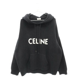 CELINE(セリーヌ) サイズ:M 21AW フロントロゴニットプルオーバーパーカー ブラック 2A85W423P【中古】【程度A】【カラーブラック】【取扱店舗BRING心斎橋店】