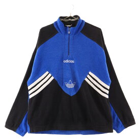 adidas(アディダス) サイズ:L 80S-90S VINTAGE 万国タグ ハーフジップフリースジャケット ブラック/ブルー【中古】【程度B】【カラーブラック】【オンライン限定商品】