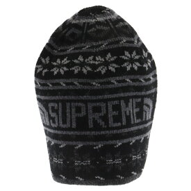 SUPREME(シュプリーム) 22AW×THE NORTH FACE TS FAIRE ISLE BEANIE×ノースフェイス コラボ ロゴフェアアイルビーニー 帽子 NN52250I ブラック【中古】【程度B】【カラーブラック】【オンライン限定商品】