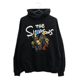 BALENCIAGA(バレンシアガ) サイズ:1 22SS×The Simpsons Wide Fit Hoodie シンプソンズ クラック加工プリント ワイドフィット プルオーバーパーカー ブラック 674986 TLVG8【中古】【程度B】【カラーブラック】【取扱店舗名古屋】