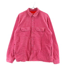 SUPREME(シュプリーム) サイズ:M 17AW Corduroy Quilted Shirt 裏地キルティング コーデュロイ ロングスリーブ長袖シャツ ピンク【中古】【程度B】【カラーピンク】【オンライン限定商品】