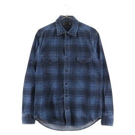 MINEDENIM(マインデニム) サイズ:2 Denim Print Check Shirts デニム 長袖チェックシャツ ブルー 1708-5004-87-022【中古】【程度B】【カラーブルー】【オンライン限定商品】