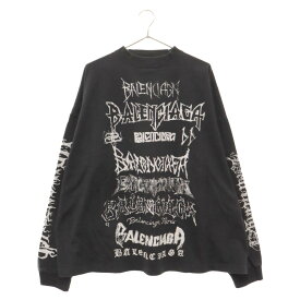 BALENCIAGA(バレンシアガ) サイズ:3 24SS DIY METAL L/S TEE メタルロゴ総柄ロングスリーブ 長袖カットソー ブラック【中古】【程度A】【カラーブラック】【取扱店舗BRING渋谷ANNEX店】