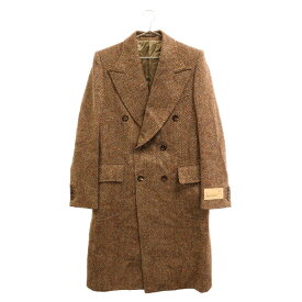 GUCCI(グッチ) サイズ:44 22AW Wool Chester Coat 644450 ZAFUT ウールヘリボーン ロゴラベル チェスターコート ブラウン【中古】【程度A】【カラーブラウン】【オンライン限定商品】