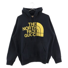 GUCCI(グッチ) サイズ:XS 21SS×THE NORTHFACE Logo Print Pullover Parka ザノースフェイス ロゴプルオーバーパーカー 651724 XJDCM ブラック/イエロー【中古】【程度A】【カラーブラック】【取扱店舗BRING福岡天神店】