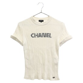 CHANEL(シャネル) サイズ:38 ココボタン P70 コットン 半袖ニットTシャツ P70827K10079 ホワイト レディース【中古】【程度B】【カラーホワイト】【取扱店舗BRING心斎橋店】