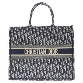 Christian Dior(クリスチャンディオール) サイズ:L BOOK TOTE ブックトート オブリーク ハンドバッグ ネイビー【新古品/中古】【程度S】【カラーブラック】【取扱店舗BRING京都河原町店】