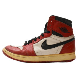 NIKE(ナイキ) サイズ:26.0cm 94年復刻 AIR JORDAN 1 CHICAGO エアジョーダン1 シカゴ ハイカットスニーカー ホワイト/レッド US8/26.0cm 130207-101【中古】【程度C】【カラーホワイト】【取扱店舗原宿】