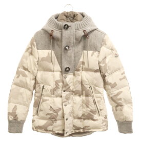 MONCLER(モンクレール) サイズ:0 BEAUMONT バーモント ウール切替カモフラージュ ダウンジャケット オフホワイト/グレー 32091419198554954【中古】【程度B】【カラーグレー】【オンライン限定商品】