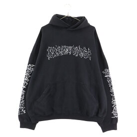 BALENCIAGA(バレンシアガ) サイズ:4 LARGE FIT HOODIE 739024 TPVO4 メタルロゴ プルオーバーパーカー フーディー ブラック【新古品/中古】【程度S】【カラーブラック】【取扱店舗BRING渋谷ANNEX店】