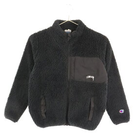 STUSSY(ステューシー) サイズ:L ×Champion チャンピオン ボア フリース ジャケット ブラック キッズ【中古】【程度B】【カラーブラック】【取扱店舗BRING THRIFT CLOSET】