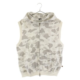 A BATHING APE(アベイシングエイプ) サイズ:M カモ柄 ジップアップノースリーブスウェットパーカー ホワイト【中古】【程度A】【カラーホワイト】【オンライン限定商品】