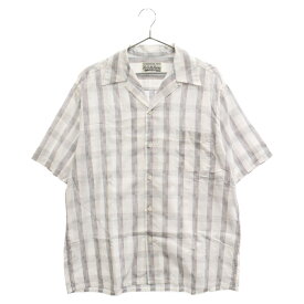 WACKO MARIA(ワコマリア) サイズ:M 23AW VINTAGE FABRIC OPEN COLLAR SHIRT ヴィンテージファブリック チェックオープンカラー半袖シャツ ホワイト【中古】【程度A】【カラーホワイト】【取扱店舗BRING京都河原町店】