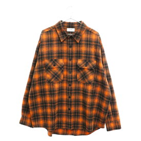 CELINE(セリーヌ) サイズ:42 22SS Loose Shirt in Checked Wool 2C574073Q ウールチェックルーズシャツ 長袖シャツ ドラッグストアカラー ランバージャック オレンジ/ブラック【中古】【程度A】【カラーオレンジ】【取扱店舗新宿】