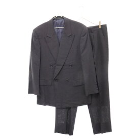 LANVIN(ランバン) 90S ピークドラペル ダブルブレスト テーラードジャケット 2タック テーパードスラックス パンツ ブラック【中古】【程度B】【カラーブラック】【オンライン限定商品】