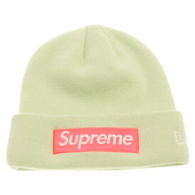 SUPREME(シュプリーム) 17AW×NEWERA Box Logo Beanie Pale Lime ニューエラ ボックスロゴビーニー ニットキャップ ニット帽 ライムグリーン【中古】【程度B】【カラーホワイト】【取扱店舗BRING仙台店】