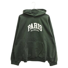 BALENCIAGA(バレンシアガ) サイズ:2 22SS Cities Paris Hoodie パリス刺繍プルオーバーパーカー グリーン 674986 TLVL8【新古品/中古】【程度S】【カラーグリーン】【取扱店舗BRING梅田茶屋町店】