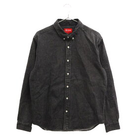 SUPREME(シュプリーム) サイズ:M 18SS Denim Shirt アームロゴ ボタンダウンデニムシャツ 長袖シャツ ブラック【中古】【程度B】【カラーブラック】【取扱店舗新宿】