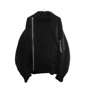 Sacai(サカイ) サイズ:4 23SS ナイロン ツイル ニット ブルゾン ジャケット ブラック 23‐03165【中古】【程度A】【カラーブラック】【取扱店舗BRING福岡天神店】