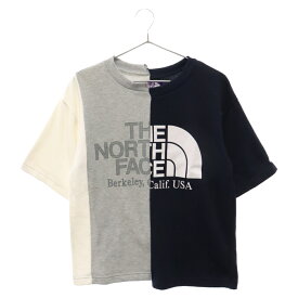 THE NORTH FACE(ザノースフェイス) サイズ:WS 22SS Asymmetry Logo Tee アシンメトリー 半袖Tシャツ NT3221N ホワイト/グレー/ネイビー【中古】【程度B】【カラーホワイト】【オンライン限定商品】