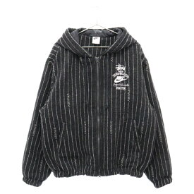 STUSSY(ステューシー) サイズ:L ×NIKE Striped Wool Jacket ナイキ ストライプ ウール ジップアップ フーディ ジャケット ブラック DR4023-010【中古】【程度A】【カラーブラック】【取扱店舗BRING仙台店】