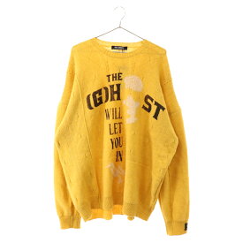 RAF SIMONS(ラフシモンズ) サイズ:1 22AW GHOST ダメージ加工 ルーズフィット ローゲージニットセーター イエロー【中古】【程度A】【カラーイエロー】【取扱店舗BRING仙台店】