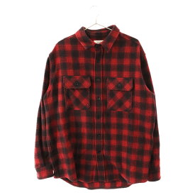 CELINE(セリーヌ) サイズ:39 22AW Loose Lumberjack Shirt in Checked Wool チェックウールルーズランバージャックシャツ オーバーサイズ長袖シャツ レッド 2C574017F【中古】【程度B】【カラーレッド】【取扱店舗新宿】