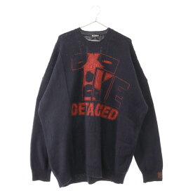 RAF SIMONS(ラフシモンズ) サイズ:2 22AW DETACHED ダメージ加工 ルーズフィット ローゲージニットセーター ネイビー【中古】【程度A】【カラーネイビー】【取扱店舗BRING渋谷ANNEX店】