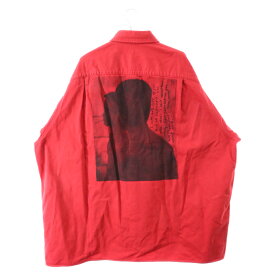 RAF SIMONS(ラフシモンズ) サイズ:M 22AW Oversized Denim Shirt With Leather Patch オーバーサイズ デニムシャツ 長袖シャツ レッド 香港限定カラー【新古品/中古】【程度S】【カラーレッド】【取扱店舗BRING渋谷ANNEX店】